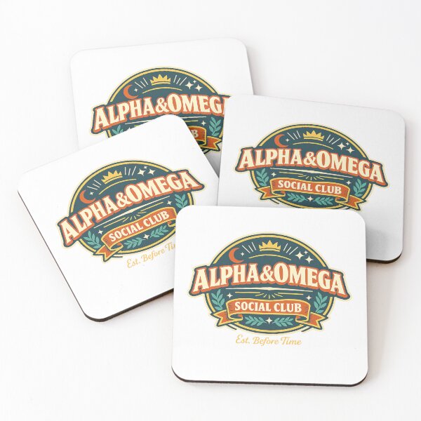 Item preview, Alpha and Omega Social Club Est Before Time Christian Faith Retro Design designed and sold by SoulThread Studio.