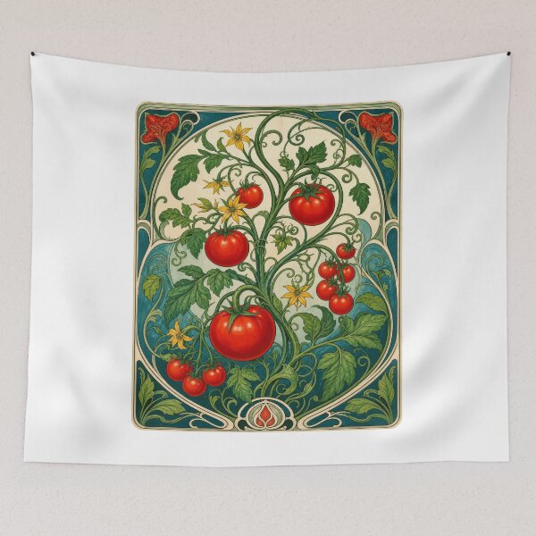 Item preview, Art Nouveau Tomato Vine Botanical Garden Design designed and sold by AntiqueImages.