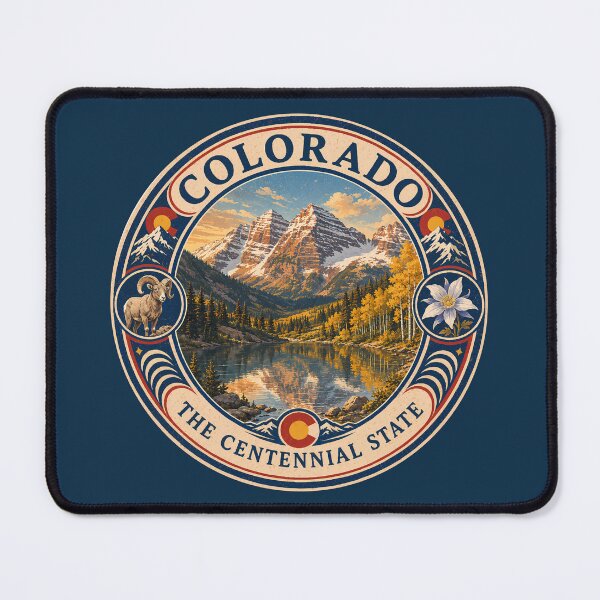 Item preview, Colorado Landscape Illustration Travel Art Badge designed and sold by KrisSidDesigns.