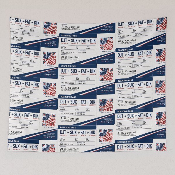 Item preview, ✈️ DJT → SUX → FAT → DIK Boarding Pass - LAST CALL FOR DEMOCRACY COLLECTION ✈️ - Passenger Al B. Counted designed and sold by WheelieGdArt.