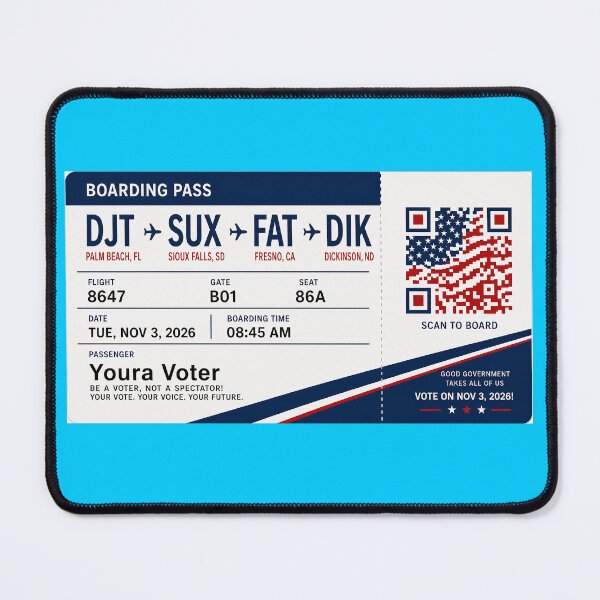Item preview, ✈️ DJT → SUX → FAT → DIK Boarding Pass - LAST CALL FOR DEMOCRACY COLLECTION ✈️ - Passenger Youra Voter designed and sold by WheelieGdArt.