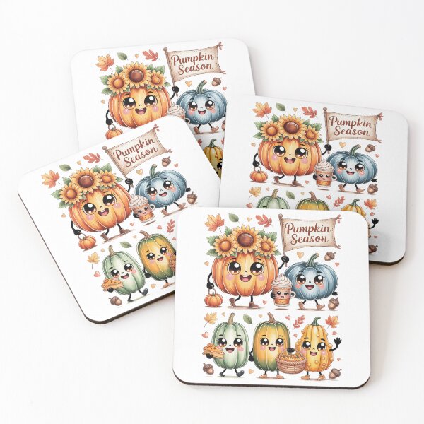 Item preview, Kawai Animated Pumpkins Celebrating Fall designed and sold by jkrphoto.