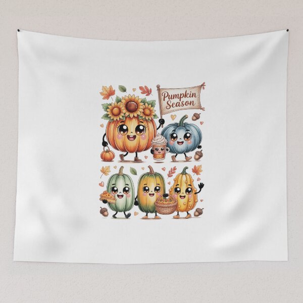 Item preview, Kawai Animated Pumpkins Celebrating Fall designed and sold by jkrphoto.