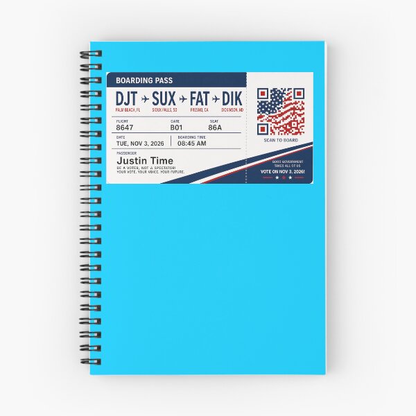 Item preview, ✈️ DJT → SUX → FAT → DIK Boarding Pass - LAST CALL FOR DEMOCRACY COLLECTION ✈️ - Passenger Justin Time designed and sold by WheelieGdArt.