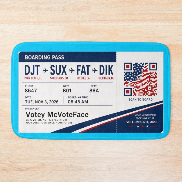 Item preview, ✈️ DJT → SUX → FAT → DIK Boarding Pass - LAST CALL FOR DEMOCRACY COLLECTION ✈️ - Passenger Passenger Votey McVoteFace designed and sold by WheelieGdArt.
