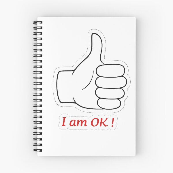 Item preview, Thumbs up sign in black and white with I am OK wording in red colour  designed and sold by wallartofmio.