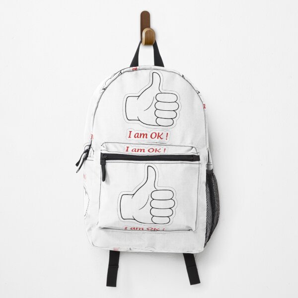 Item preview, Thumbs up sign in black and white with I am OK wording in red colour designed and sold by wallartofmio.