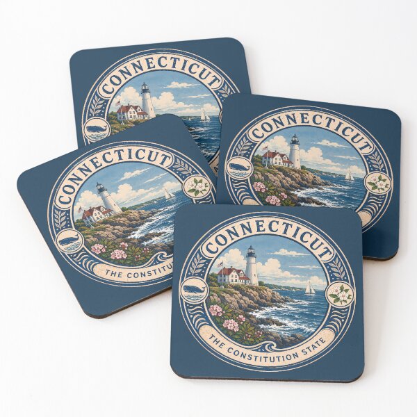 Item preview, Connecticut Landscape Illustration Travel Art Badge designed and sold by KrisSidDesigns.
