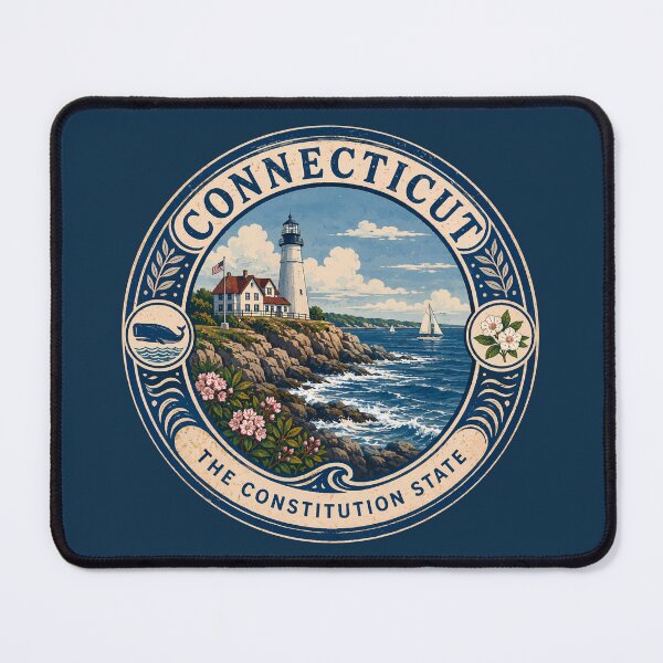 Item preview, Connecticut Landscape Illustration Travel Art Badge designed and sold by KrisSidDesigns.
