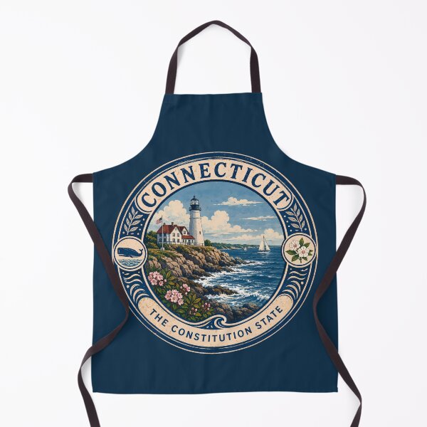Item preview, Connecticut Landscape Illustration Travel Art Badge designed and sold by KrisSidDesigns.