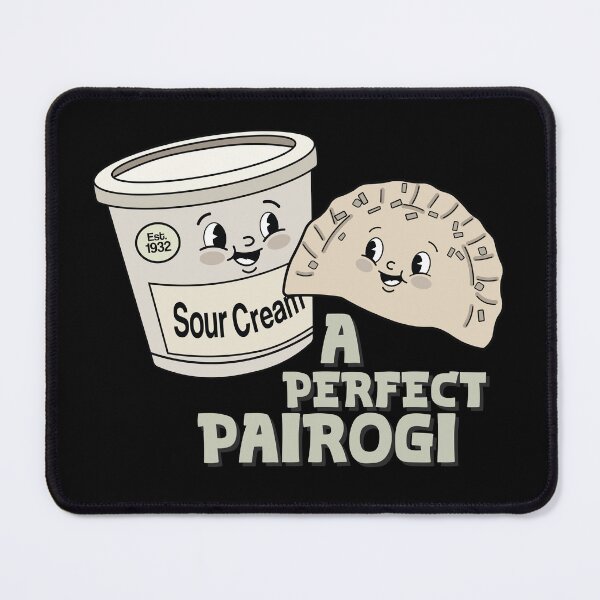 Item preview, A Perfect Pairogi | Vintage Cartoon Pierogi & Sour Cream Cute Pun designed and sold by Hallowed Artistry.