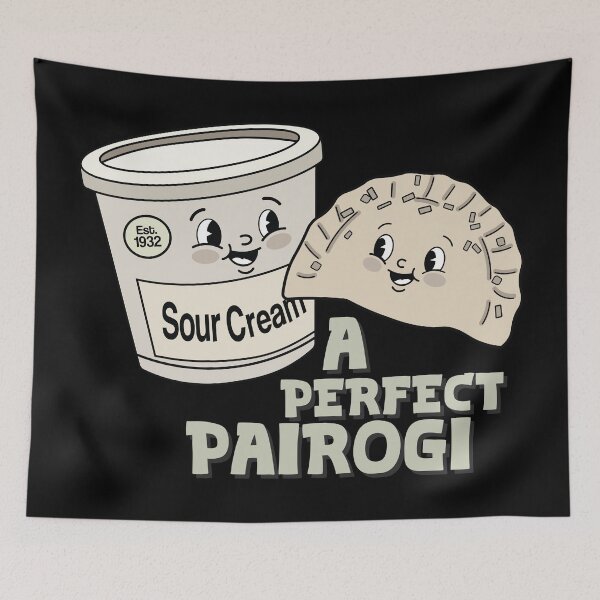 Item preview, A Perfect Pairogi | Vintage Cartoon Pierogi & Sour Cream Cute Pun designed and sold by Hallowed Artistry.