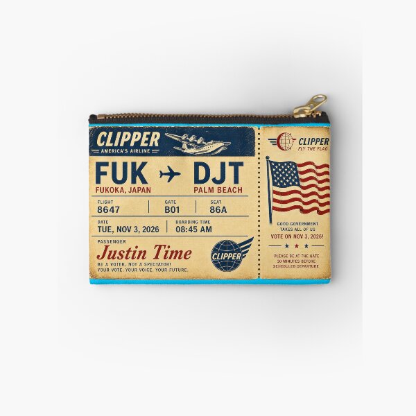 Item preview, ✈️ FUK → DJT Boarding Pass - LAST CALL FOR DEMOCRACY COLLECTION ✈️ - Vintage Classic Clipper - Passenger Justin Time designed and sold by WheelieGdArt.