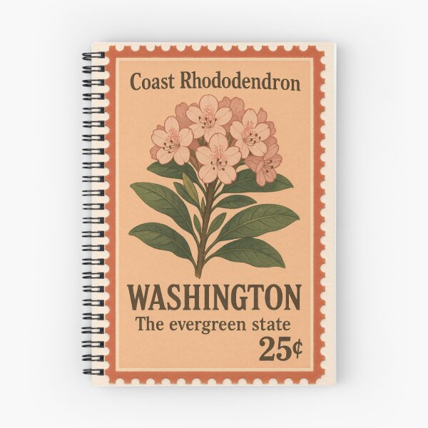 Item preview, Washington State Stamp Art Posters | State Flower Stamp Wall Art | Rhododendron Poster designed and sold by codeslinger.