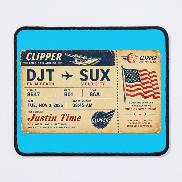 Item preview, ✈️ DJT → SUX Boarding Pass - LAST CALL FOR DEMOCRACY COLLECTION ✈️ - Vintage Classic Clipper - Passenger Justin Time designed and sold by WheelieGdArt.