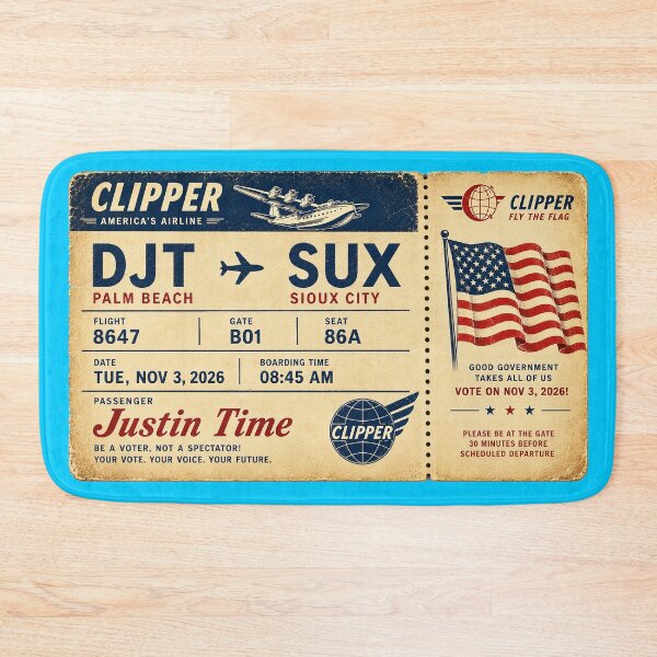 Item preview, ✈️ DJT → SUX Boarding Pass - LAST CALL FOR DEMOCRACY COLLECTION ✈️ - Vintage Classic Clipper - Passenger Justin Time designed and sold by WheelieGdArt.