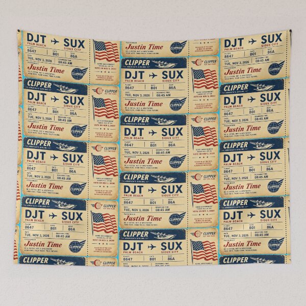 Item preview, ✈️ DJT → SUX Boarding Pass - LAST CALL FOR DEMOCRACY COLLECTION ✈️ - Vintage Classic Clipper - Passenger Justin Time designed and sold by WheelieGdArt.