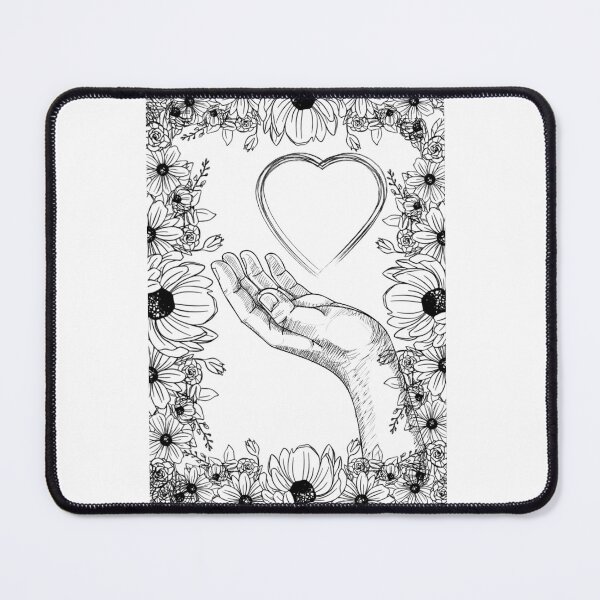 Item preview, Minimalist Aesthetic Hand Holding Heart Botanical Line Art designed and sold by DreamyBrushArt.