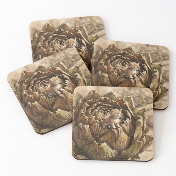 Item preview, Tiny Kitten on a Giant Dried Artichoke Miniature Illustration designed and sold by DuckOddity.