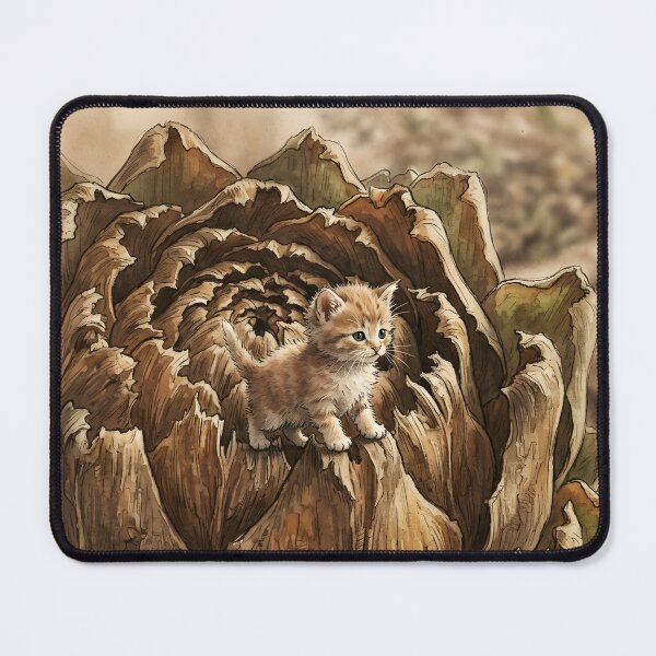 Item preview, Tiny Kitten on a Giant Dried Artichoke Miniature Illustration designed and sold by DuckOddity.
