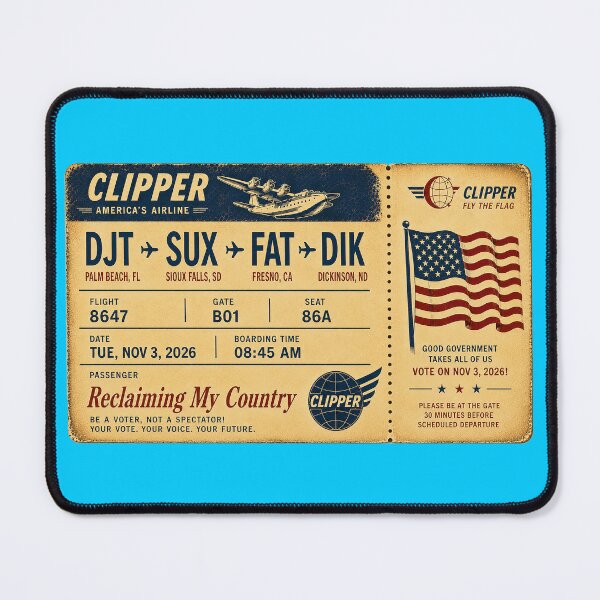 Item preview, ✈️ DJT → SUX → FAT → DIK Boarding Pass - LAST CALL FOR DEMOCRACY COLLECTION ✈️ - Vintage Classic Clipper - Passenger Passenger Reclaiming My Country designed and sold by WheelieGdArt.