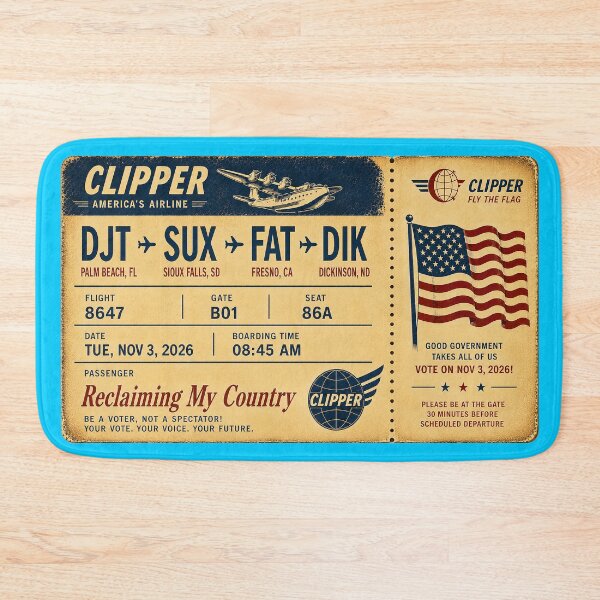 Item preview, ✈️ DJT → SUX → FAT → DIK Boarding Pass - LAST CALL FOR DEMOCRACY COLLECTION ✈️ - Vintage Classic Clipper - Passenger Passenger Reclaiming My Country designed and sold by WheelieGdArt.