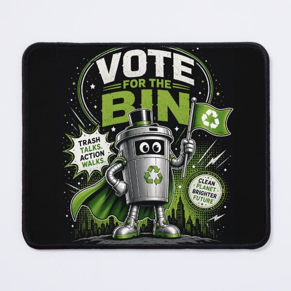 Item preview, Vote for the Bin – Funny Original Sci-Fi Trash Mascot designed and sold by LatestDesign95.