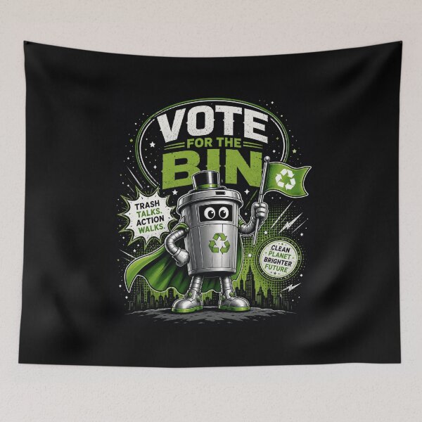Item preview, Vote for the Bin – Funny Original Sci-Fi Trash Mascot designed and sold by LatestDesign95.