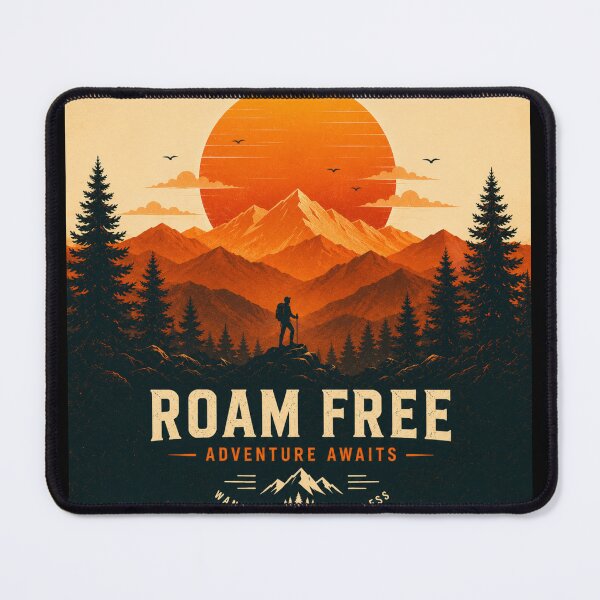 Item preview, Roam Free Adventure Awaits | Vintage Mountain Hiking Retro T-Shirt designed and sold by ZafTeez.