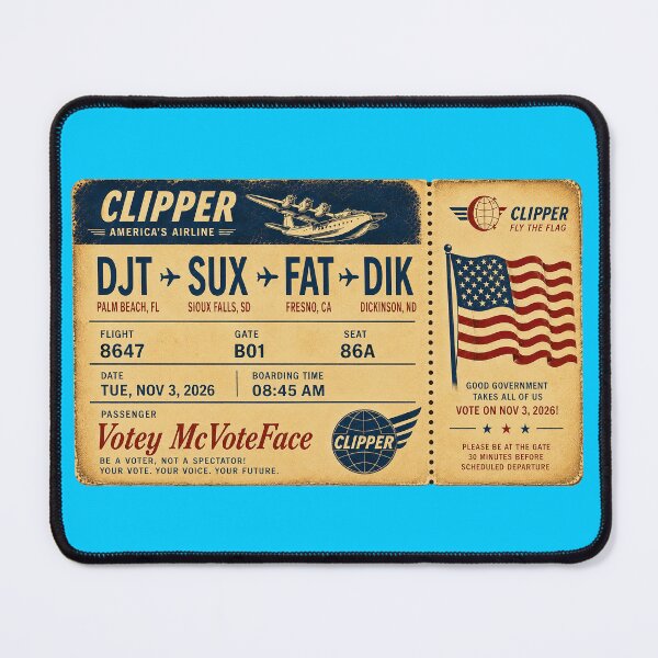 Item preview, ✈️ DJT → SUX → FAT → DIK Boarding Pass - LAST CALL FOR DEMOCRACY COLLECTION ✈️ - Vintage Classic Clipper - Passenger Passenger Votey McVoteFace designed and sold by WheelieGdArt.