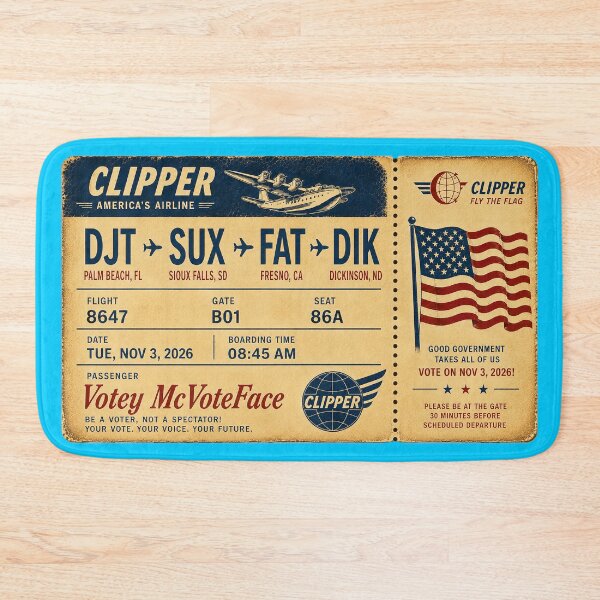 Item preview, ✈️ DJT → SUX → FAT → DIK Boarding Pass - LAST CALL FOR DEMOCRACY COLLECTION ✈️ - Vintage Classic Clipper - Passenger Passenger Votey McVoteFace designed and sold by WheelieGdArt.