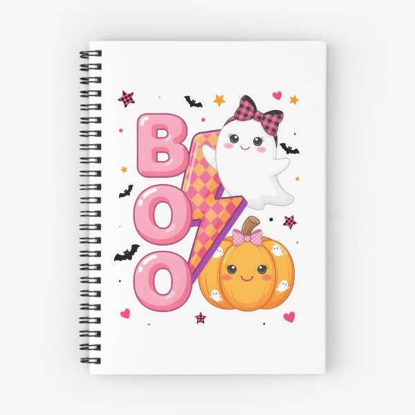 Item preview, Cute Kawaii BOO Ghost & Smiling Pumpkin – Pink Halloween Lightning Bolt Illustration designed and sold by Snifferius.