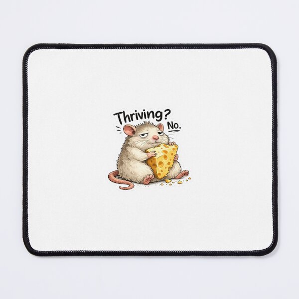 Item preview, Funny Rat Sticker | Thriving? No. Cute Tired Rat Meme designed and sold by Doodle ⭐⭐⭐⭐⭐.