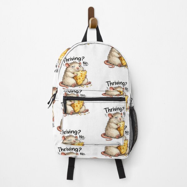 Item preview, Funny Rat Sticker | Thriving? No. Cute Tired Rat Meme designed and sold by Doodle ⭐⭐⭐⭐⭐.