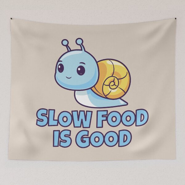Item preview, Slow Food Funny Snail Illustration – Fast Food Parody Humor Design 7 designed and sold by WordPlayStudio.