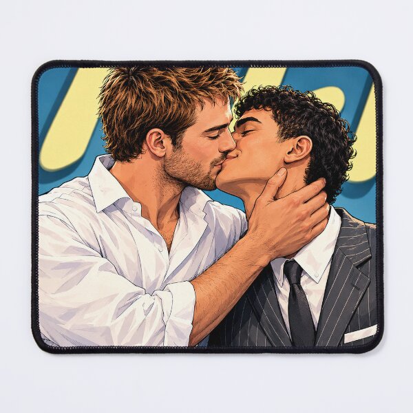 Item preview, Kiss between Nick (Kit Connor) and Charlie (Joe Locke) from the series Heartstopper (fan art) designed and sold by PopCultureAndStuff.