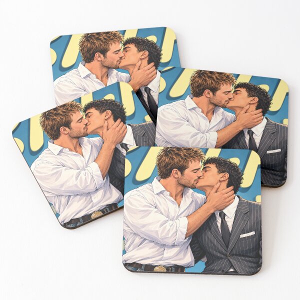 Item preview, Kiss between Nick (Kit Connor) and Charlie (Joe Locke) from the series Heartstopper (fan art) designed and sold by PopCultureAndStuff.