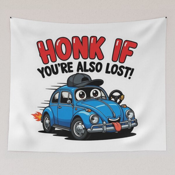 Item preview, Honk If You're Also Lost Cartoon Car designed and sold by ExploreAura Studio.