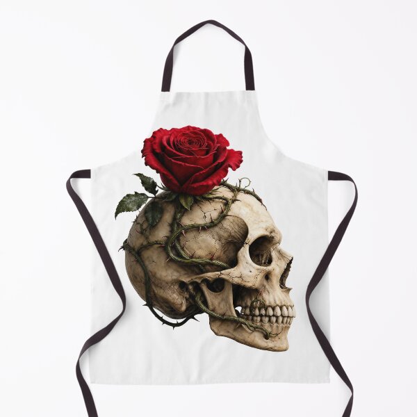 Item preview, Skull Profile with Thorny Vines and Red Rose designed and sold by FrozenPolarBear.