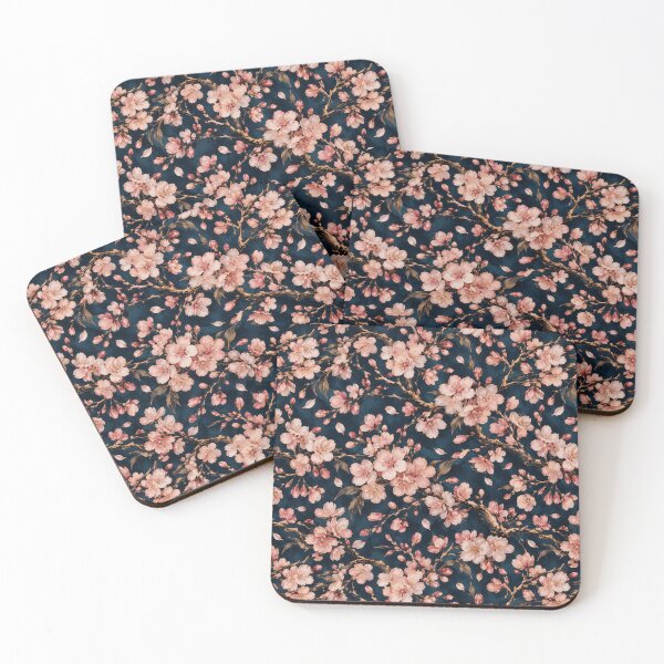 Item preview, Cherry Blossom Gold Ink Japanese Seamless Pattern designed and sold by Inkworksbyshery.
