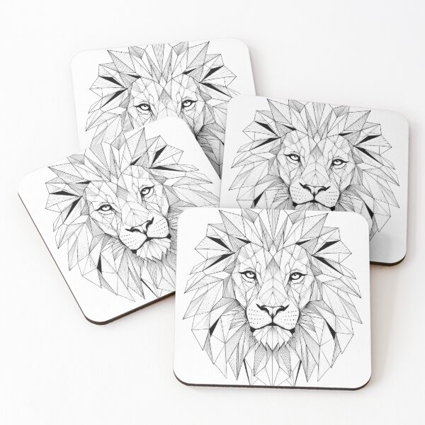 Item preview, Geometric Lion Portrait | Black and White Line Art designed and sold by SmikiM.