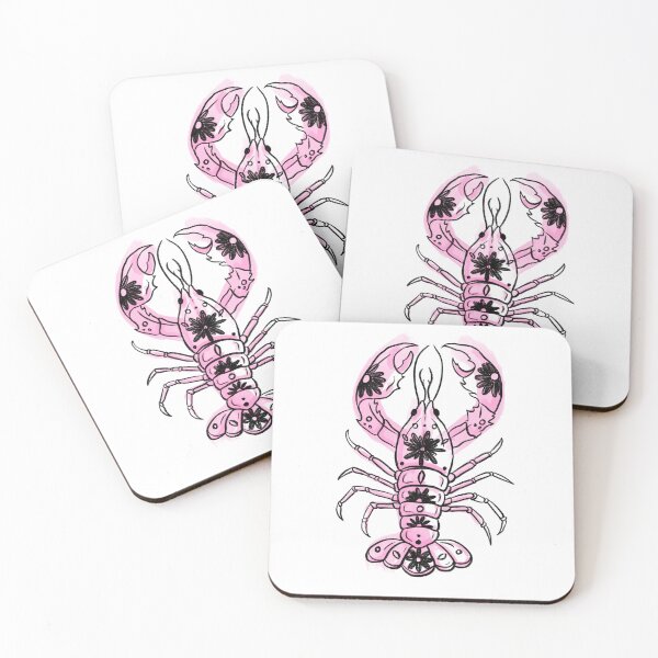 Item preview, Pink floral lobster sketch  designed and sold by suzysworld.