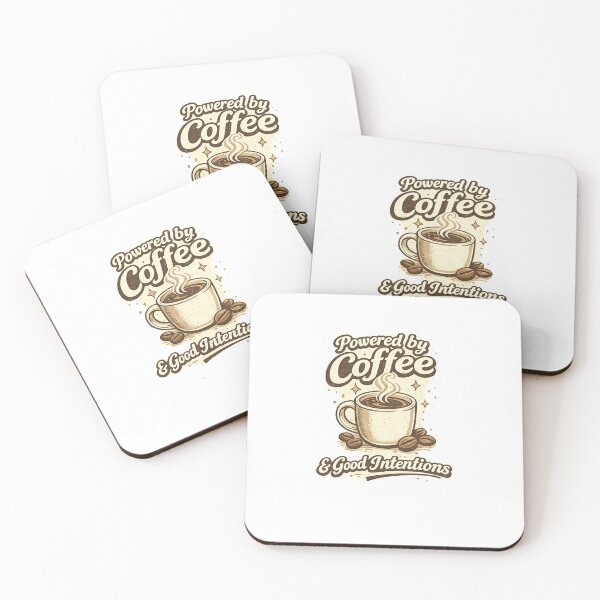 Item preview, Powered by Coffee & Good Intentions | Retro Coffee Lover Design designed and sold by ✨ Daily Vibe Studio ✨.