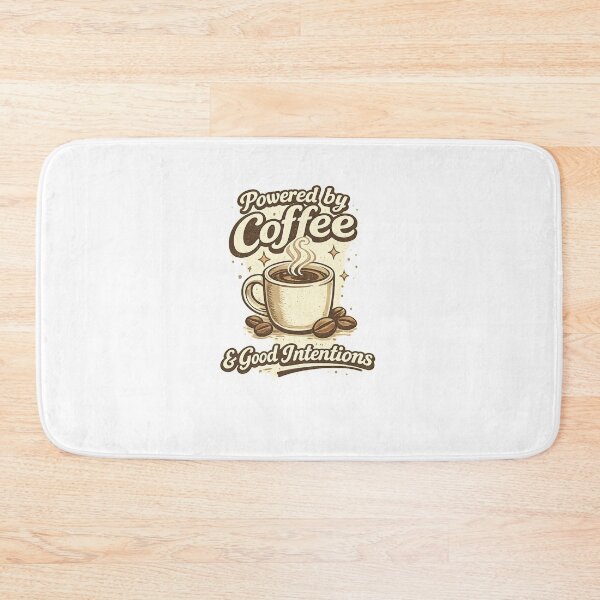 Item preview, Powered by Coffee & Good Intentions | Retro Coffee Lover Design designed and sold by ✨ Daily Vibe Studio ✨.