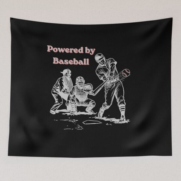 Item preview, Powered by Baseball | Vintage Baseball Player | Sports Fan Graphic T-Shirt designed and sold by emiliacreations.