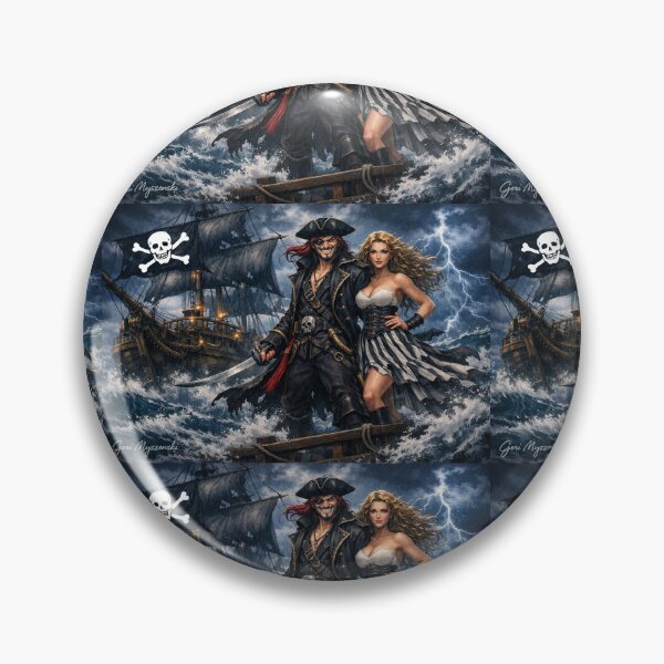 Item preview, Evil Pirate and His Strumpet – Stormy Sea Adventure Art designed and sold by The Art Queen Of Michigan .