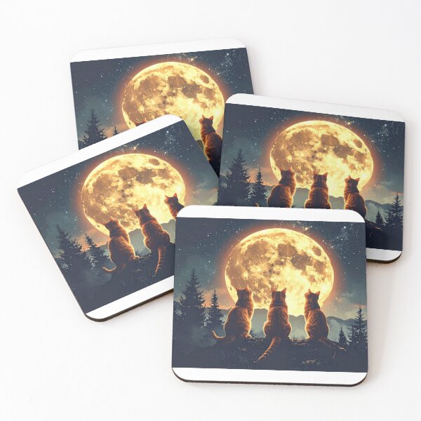 Item preview, Three Cats Under the Giant Moon designed and sold by PrintforDesign.