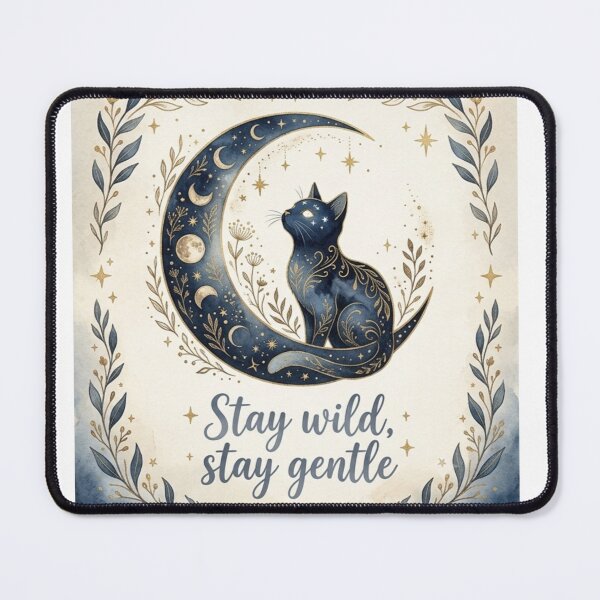 Item preview, Celestial Cat and Moon With Inspirational Quote designed and sold by DreamyBrushArt.