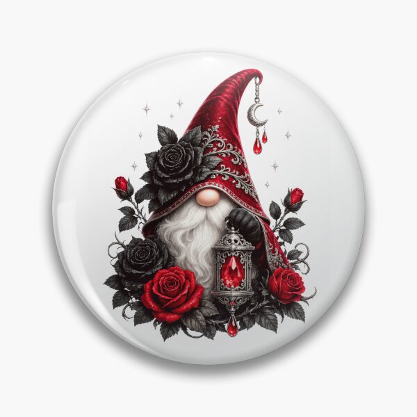 Item preview, Crimson Lantern Gnome Black Rose Fantasy Illustration designed and sold by RoPrincess.