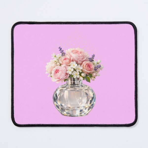 Item preview, Aesthetic Crystal Perfume Bottle with Blooming Rose and Lavender Bouquet designed and sold by CreativeArtistL.